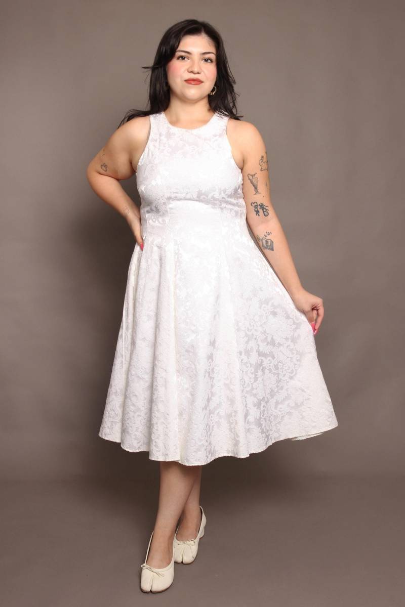 Y2K Jessica Mcclintock Lace Tank Kleid, Wadenlang Perlenbrokat, Größe L von LuxieVintage