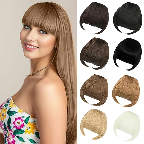 Luxiremi Clip in Pony Hell Blond Face Pony Clip in Fringe Bangs Extension Dick Fake Haarteile für Damen Frauen von Luxiremi