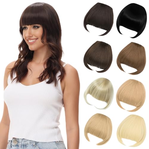 Luxiremi Clip in Pony Natürliches Blond Mix Bleichblond Face Pony Clip in Fringe Bangs Extension Dick Fake Haarteile für Damen Frauen von Luxiremi