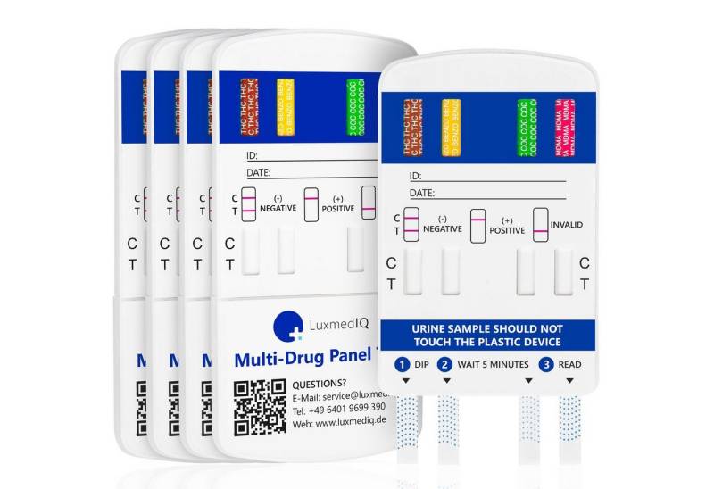 LuxmedIQ Drogen-Schnelltest für 8 Drogenarten - Urin Drogentest Multi 8, 5-tlg. von LuxmedIQ