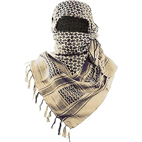 Luxns Militär Shemagh Taktische Wüstenschal - 100% Baumwolle Keffiyeh Schal für Herren und Damen, Beige, Einheitsgröße von Luxns