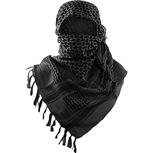 Luxns Militärischer Shemagh Taktischer Wüsten-Schal / 100% Baumwolle Keffiyeh Schal Wrap für Damen und Herren, Schwarz, Einheitsgröße von Luxns