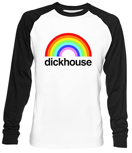 Dickhouse Unisex Weiß Baseball T-Shirt Herren Damen Baseball T-Shirt von Luxogo