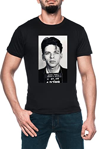 Frank Sinatra Mugshot Herren Schwarz T-Shirt Kurzarm Men's Black T-Shirt XXL von Luxogo