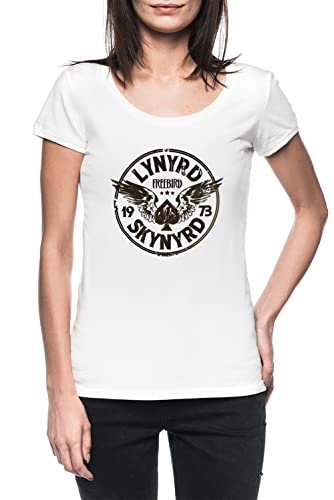 Free Bird - Lynyrd Logo Damen Weiß T-Shirt Kurzarm Women's White T-Shirt Free Bird - Lynyrd Logo Damen Weiß T-Shirt Kurzarm Women's White T-Shirt von Luxogo