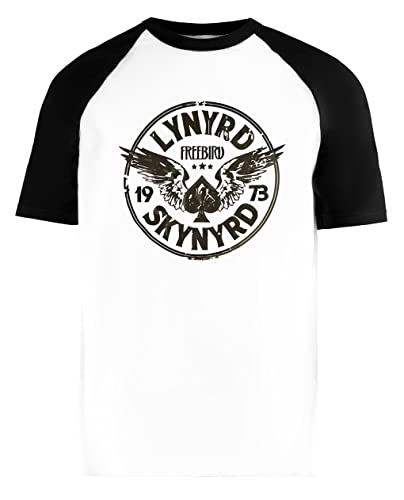 Free Bird - Lynyrd Logo Unisex Weiß Baseball T-Shirt Herren Damen Kurze Ärmel Short Sleeves Free Bird - Lynyrd Logo Unisex Weiß Baseball T-Shirt Herren Damen Kurze Ärmel Short Sleeves von Luxogo