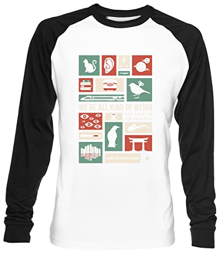 Haruki Murakami Unisex Weiß Baseball T-Shirt Herren Damen Baseball T-Shirt von Luxogo