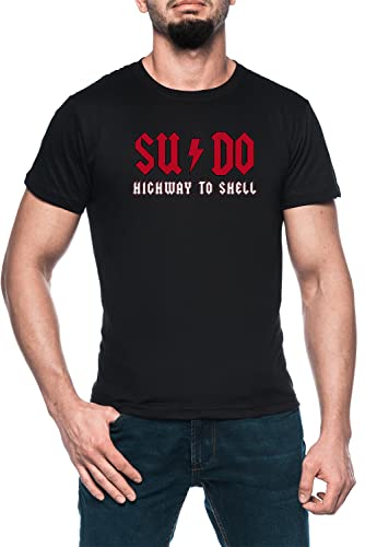 Highway to Shell Herren Schwarz T-Shirt Kurzarm Men's Black T-Shirt L von Luxogo