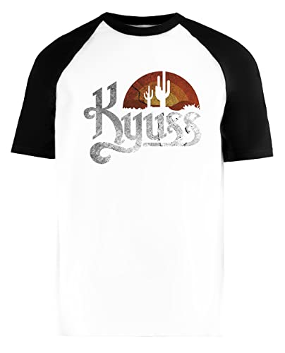 Kyuss Music Group Unisex Weiß Baseball T-Shirt Herren Damen Kurze Ärmel Short Sleeves L von Luxogo