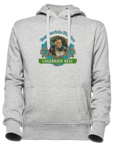 Luxogo Augustiner Munich Bee.Lagerbier Hell Unisex Grau Jumper Kapuzenpullover Herren Damen Unisex Grey Hoodie Men's Women's von Luxogo