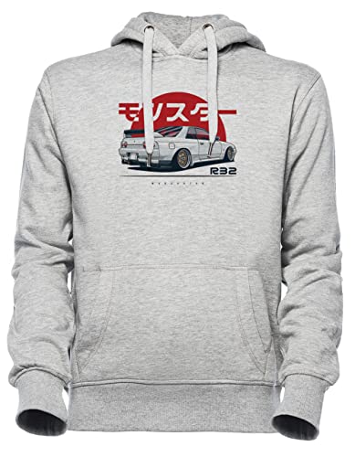 Luxogo Skyline R32 GTR Unisex Grau Jumper Kapuzenpullover Herren Damen Unisex Grey Hoodie Men's Women's von Luxogo