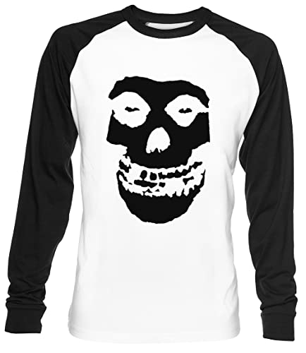 Misfits-Musikband-Schädel Unisex Weiß Baseball T-Shirt Herren Damen Baseball T-Shirt von Luxogo