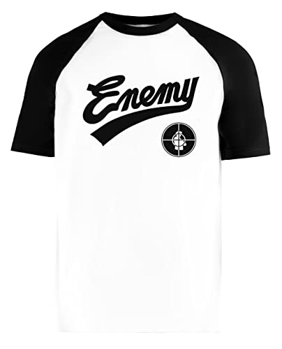 Public Enemy Fight The Power Unisex Weiß Baseball T-Shirt Herren Damen Kurze Ärmel Short Sleeves L von Luxogo