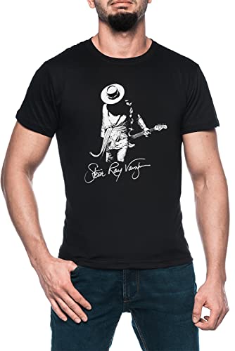 SRV Vintage Stevie Ray Vaughan Herren Schwarz T-Shirt Kurzarm Men's Black T-Shirt XL von Luxogo