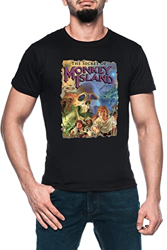 The Secret of Monkey Island Herren Schwarz T-Shirt Kurzarm Men's Black T-Shirt 4XL von Luxogo