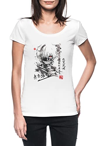 Tokyo Ghoul-Anime Damen Weiß T-Shirt Kurzarm Women's White T-Shirt M von Luxogo