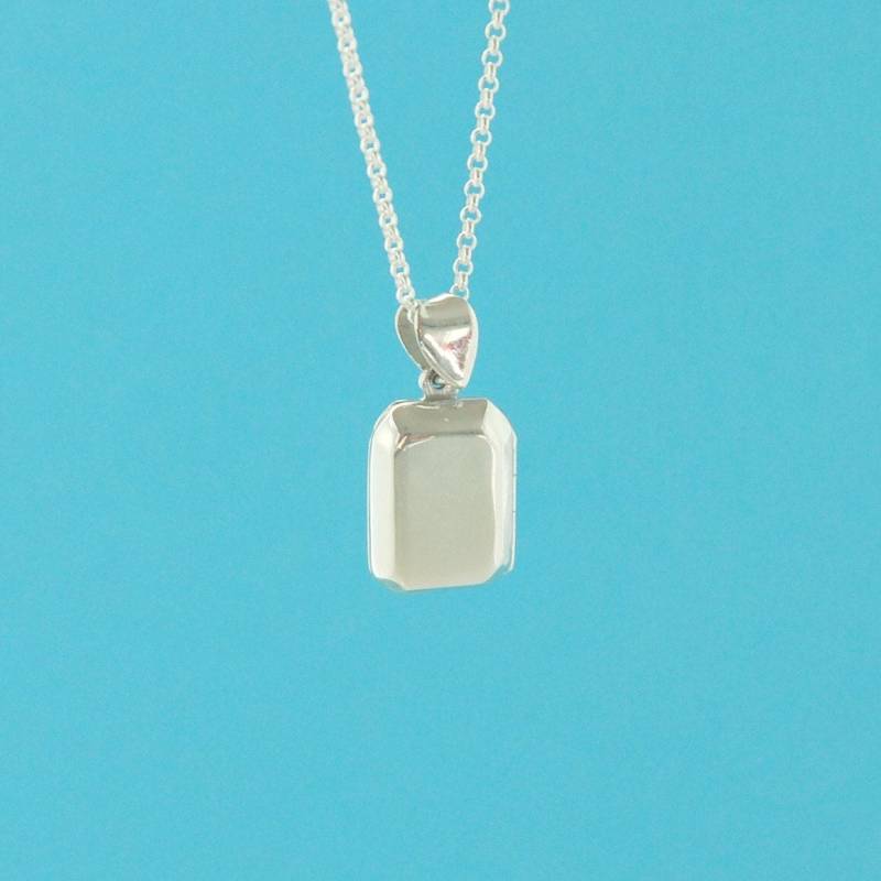 Rechteckig Sterling Silber Medaillon Anhänger Andenken Charm Rechteckig Sterling Silber Medaillon Anhänger Andenken Charm von LuxorSupplies