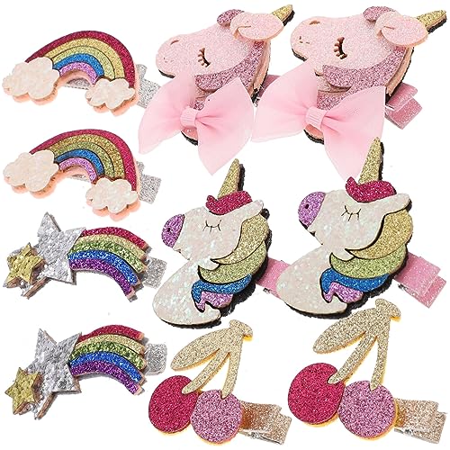 10st Glitzer Haarspangen Für Kinder Haarspangen Mit Pailletten Glitzer-haarspangen Einhorn Haarspange Glänzende Krokodil-haarspangen Kirschdekor Weihnachten Kleinkind von Luxshiny