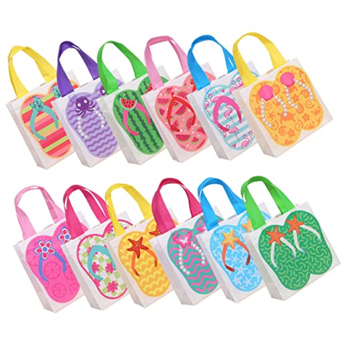 Luxshiny 12Stücke Hawaii Vlies Tragetaschen Wiederverwendbare Einkaufstaschen Geschenktüten für Kindergeburtstage Vielseitig Einsetzbar Leicht Praktisch für Partys von Luxshiny