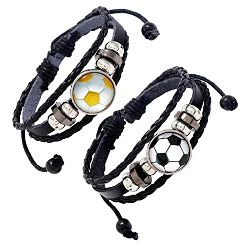 Luxshiny 2 Stück Fußball Fans Armband Stilvolles Perlenarmband für Herren und Damen und Gelb Weiß Perfektes für Fußballliebhaber für Partys und Besondere Anlässe von Luxshiny