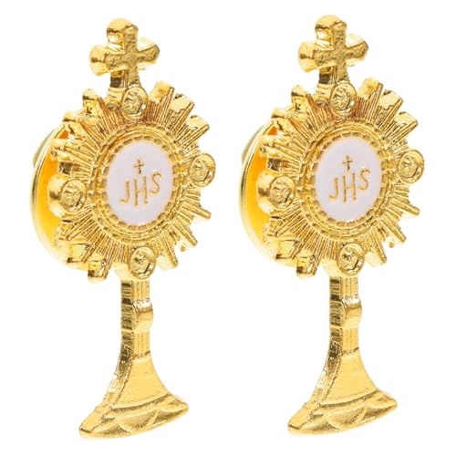 Luxshiny 2 Stück Knopfabzeichen Auf Der Brust Christliches Abzeichen Beerdigungsbrosche Kreuzbroschennadeln Kommunionbrosche Handbrosche Anstecknadel Für Die Beerdigung Golden Zinklegierung von Luxshiny