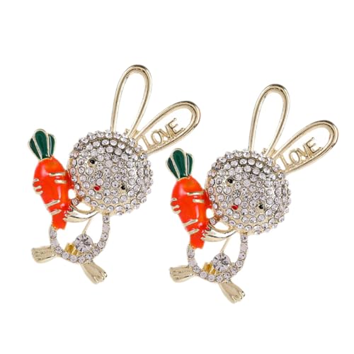Luxshiny 2 Stück Süße Tier Brosche für Frauen Mädchen Vintage Kaninchen Anstecknadel mit Strass Karotten Kostüm Zubehör für Party Weihnachten Abschlussfeier und Ostern Schmuck von Luxshiny