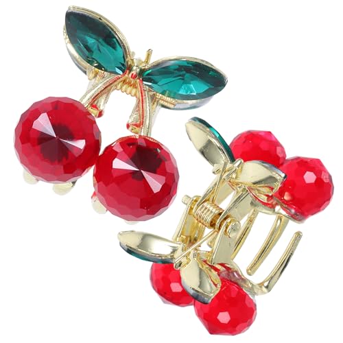 Luxshiny 2 StüCk Kirschen Haarklammer Clips - Niedliche Haarspangen Aus Legierung FüR Damen Mit Sicherem Halt, Ideal FüR Alle Haartypen Und AnläSse von Luxshiny