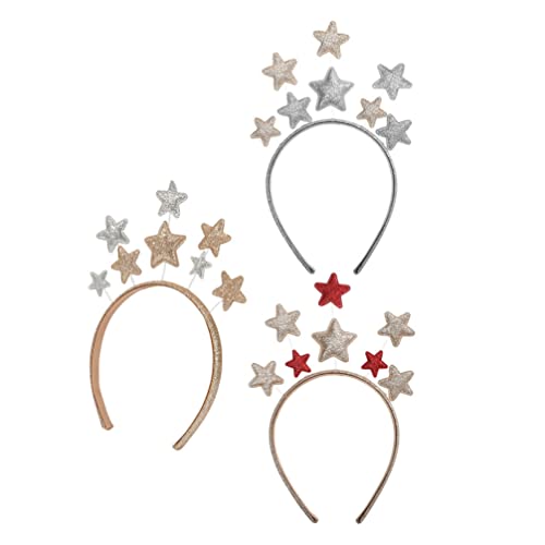 Luxshiny 3St Pentagramm-Stirnband dekorative Haarreifen Haarschmuck Haarbänder Golddekor fünfzackige Sternkopfreifen Sterne Stirnband empfindlich schmücken Dekorationen Kopfbedeckung Braut von Luxshiny
