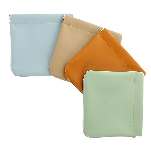 Luxshiny 4 Stück Damen Kosmetiktasche Klein Selbstschließende Make Up Aufbewahrungstasche ohne Reißverschluss Stilvolle Mini Ledertasche für Lippenstift für Handtaschen und Unterwegs von Luxshiny