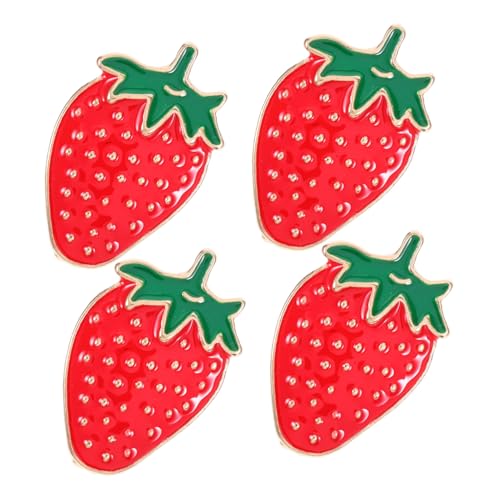 Luxshiny 4 Stück Fruchtbrosche Stifte Für Taschen Mode-früchte-brosche Erdbeertaschenanhänger Erdbeer Zeug Erdbeerschmuck Cosplay Erdbeerdekor Erdbeerparty Zinklegierung Rot von Luxshiny