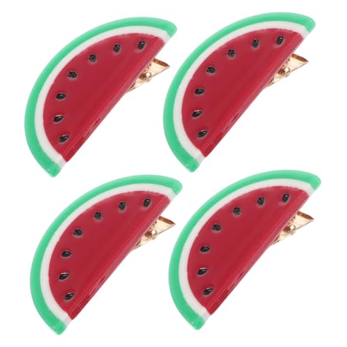 Luxshiny 4 Stück Wassermelonen-haarnadel Haarspangen Für Damen Wassermelone Haarspange Haarstylingzubehör Wassermelonen-haarklammer Modische Haarspangen Metall Rot von Luxshiny