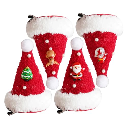 Luxshiny 4 Stück Weihnachtliche Haarspangen für Teiliges Weihnachtsmütze Haarschmuck Süßes Design Leicht und Haarschonend Weihnachtsaccessoires für Festliche Outfits von Luxshiny