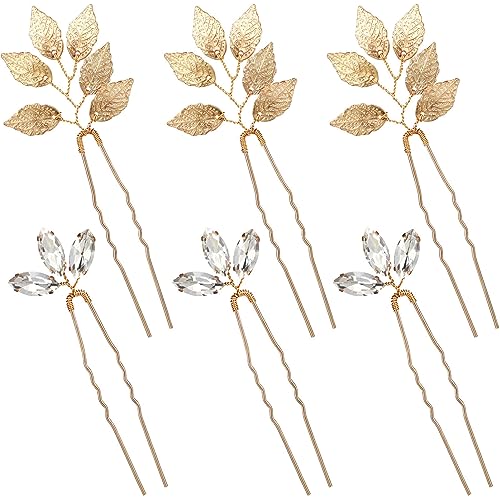Luxshiny 6st Haarnadel Für Den Abschlussball Dekorative Haarnadeln Blätter Haargabel Strass-haarnadel Haarschmuck Für Frauen Zur Hochzeit Haarnadeln Haarteil Braut Strasssteine von Luxshiny
