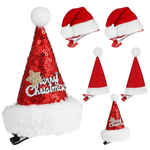 Luxshiny 6st Haarnadel Weihnachten Kleine Weihnachtsgeschenk-haarnadeln Mädchen Hüte Kleine Mädchen Haare Weihnachtshaar Haar Klammern Clips Mini Kind Krokodilklemme von Luxshiny