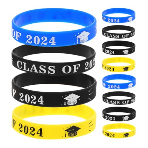 Luxshiny Abschluss-Silikonarmbänder 12 Stück Armbänder Der Klasse 2024 Glückwunsch-Absolventenarmbänder Für Lehrer Schüler Abschlussfeiergeschenke von Luxshiny