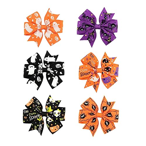 Luxshiny 6st Halloween-haarschleife Halloween Haarschleifen Haarnadeln Kürbis Haarschleife Halloween-haarspangen Grosgrain-haarspangen Haarschleifen Für Mädchen Fräulein Brötchen Kleinkind von Luxshiny