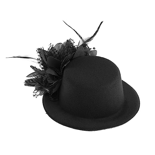 Luxshiny Mini-zylinder-clip -teeparty-kopfbedeckung Fascinators Für Damen Schwarze Mini-hut-haarspange Mit Kunstleder Hochzeitshut-haarspange Haarschmuck Ausgabekarte Feder Mädchen von Luxshiny