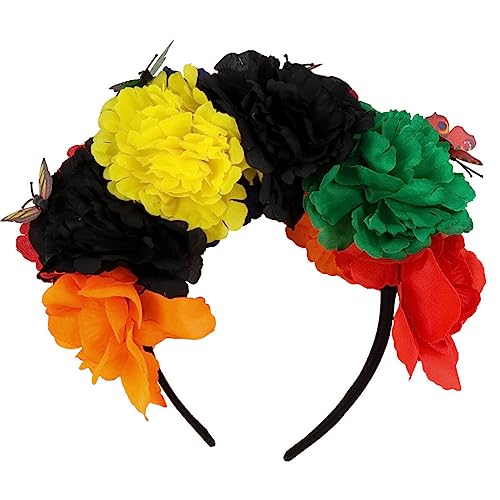 Luxshiny Kopfbedeckung Für Damen Rosenblüten-Stirnband Blumenkrone Halloween-Rosen-Kopfschmuck Tag Der Toten Rosen-Kopfschmuck Für Frauen Und Mädchen (Zufällige Farben) Party-Stirnband von Luxshiny