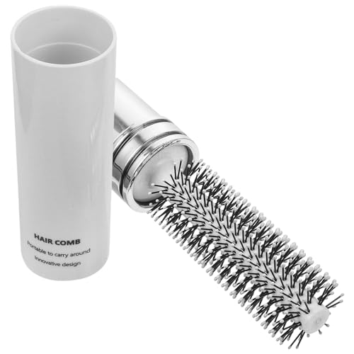 Luxshiny Runde Rollbürste Tragbarer Lockenkamm Kompakter Haarbürste Reisekamm Einziehbarer Styling-Blowout-Roller Haarbürste für Frauen Und Mädchen Weiß von Luxshiny