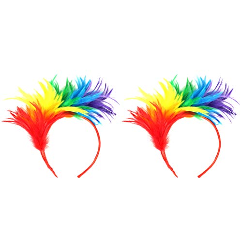 Luxshiny Stirnband -fascinator-hut Haarschmuck Aus Federn Performance-haarband Karnevals-fascinator Pride-outfits Für Frauen Regenbogen-haarschmuck Stolz-outfit Jahrgang Kind von Luxshiny