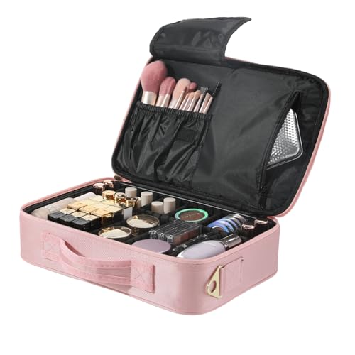 Luxspire Kosmetiktasche für Reise, Großer Schminkkoffer mit 3 Fächern, Schultergurt & Spiegel, Verstellbarer Makeup Organizer für Damen & Maskenbildner, Kosmetikbeutel mit Reißverschluss, Rosa Luxspire Kosmetiktasche für Reise, Großer Schminkkoffer mit 3 Fächern, Schultergurt & Spiegel, Verstellbarer Makeup Organizer für Damen & Maskenbildner, Kosmetikbeutel mit Reißverschluss, Rosa von Luxspire