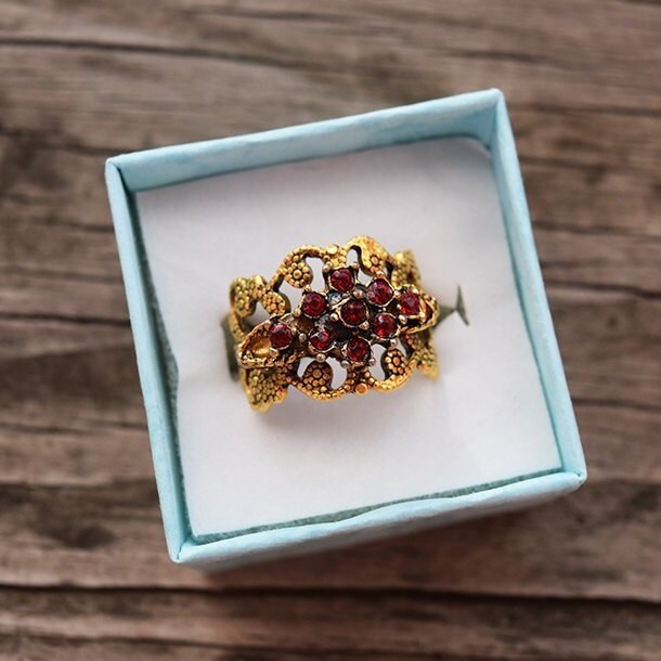 Verzierten Vintage Floral Filigranen Ring | Einstellbare von LuxurieVintage