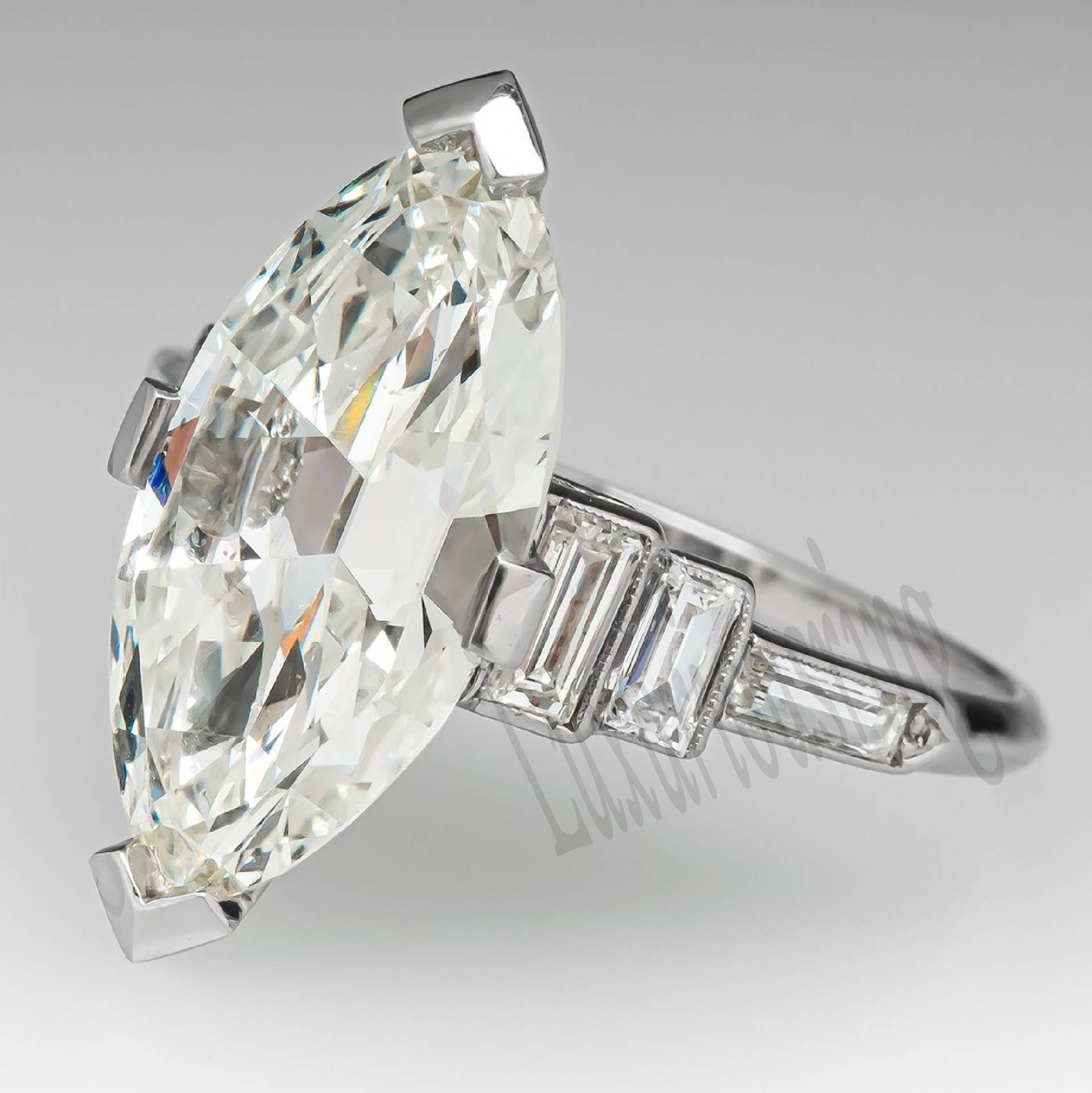 Diamant-Ehering, 2, 18 Ct. Marquise-Schliff, Weißer Moissanit-Verlobungsring, 925Er Sterlingsilber, Vintage-Alexandrit-Ring, Art Deco von Luxuriousring