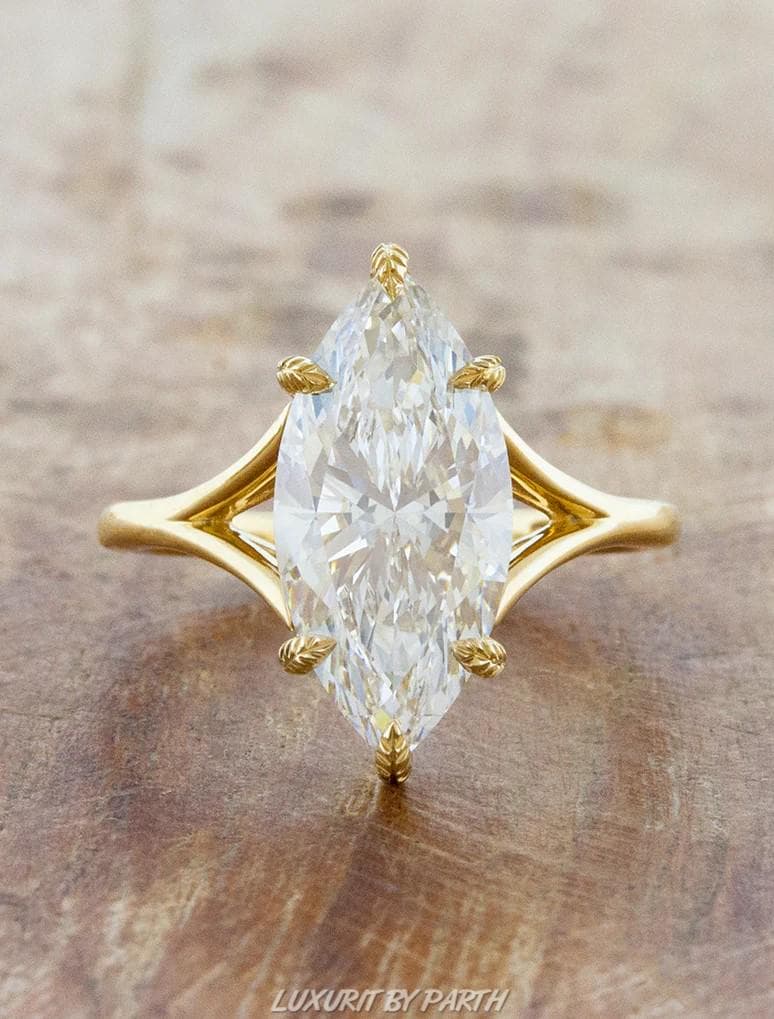 14K Blattgold Marquise Moissanit Verlobungsring - 4Ct Diamant Ehering von LuxuritByParth