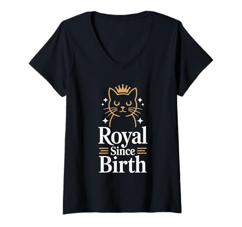 Damen Boujee Katze Fancy Spoiled Rich Energy Glam Frech Posh Crown T-Shirt mit V-Ausschnitt Damen Boujee Katze Fancy Spoiled Rich Energy Glam Frech Posh Crown T-Shirt mit V-Ausschnitt von Luxury Cat Lifestyle Pearls Glam Humor Sassy Fancy