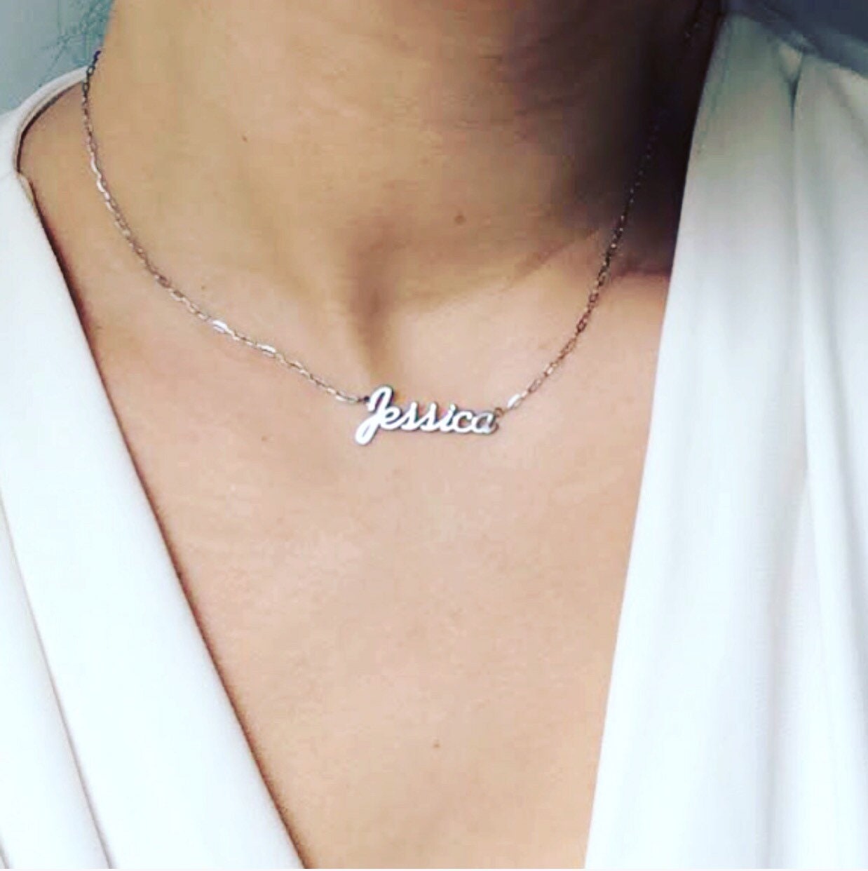 Namenskette Aus Sterlingsilber Personalisierte Kurze Halskette, Namensvorlage, Personalisiertes Geschenk Namenskette Aus Sterlingsilber Personalisierte Kurze Halskette, Namensvorlage, Personalisiertes Geschenk von Luxury213