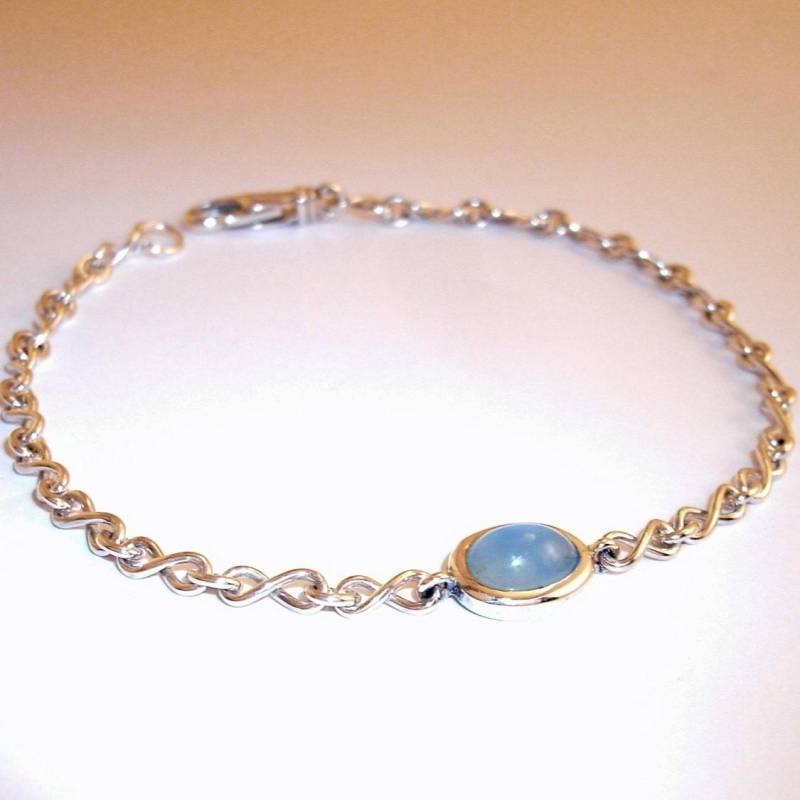 Aquamarinarmband Silberarmband Unendlichkeitszeichen Infinity von LuxuryInDesign