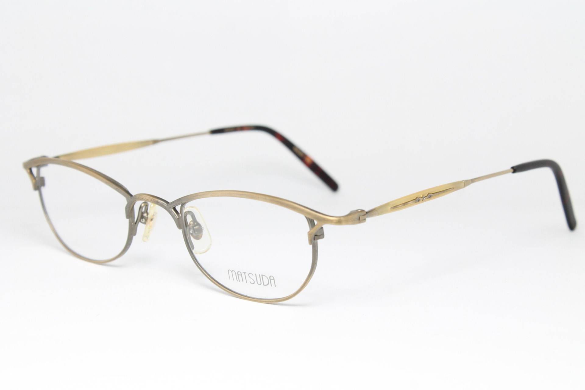Antik Gold Matsuda 10119 Ag 46-21 Schmale Seltene True Vintage Steampunk Brille Lunettes Occhiali Bril Glasögon Gafas Lse10 von LuxurySunEyes