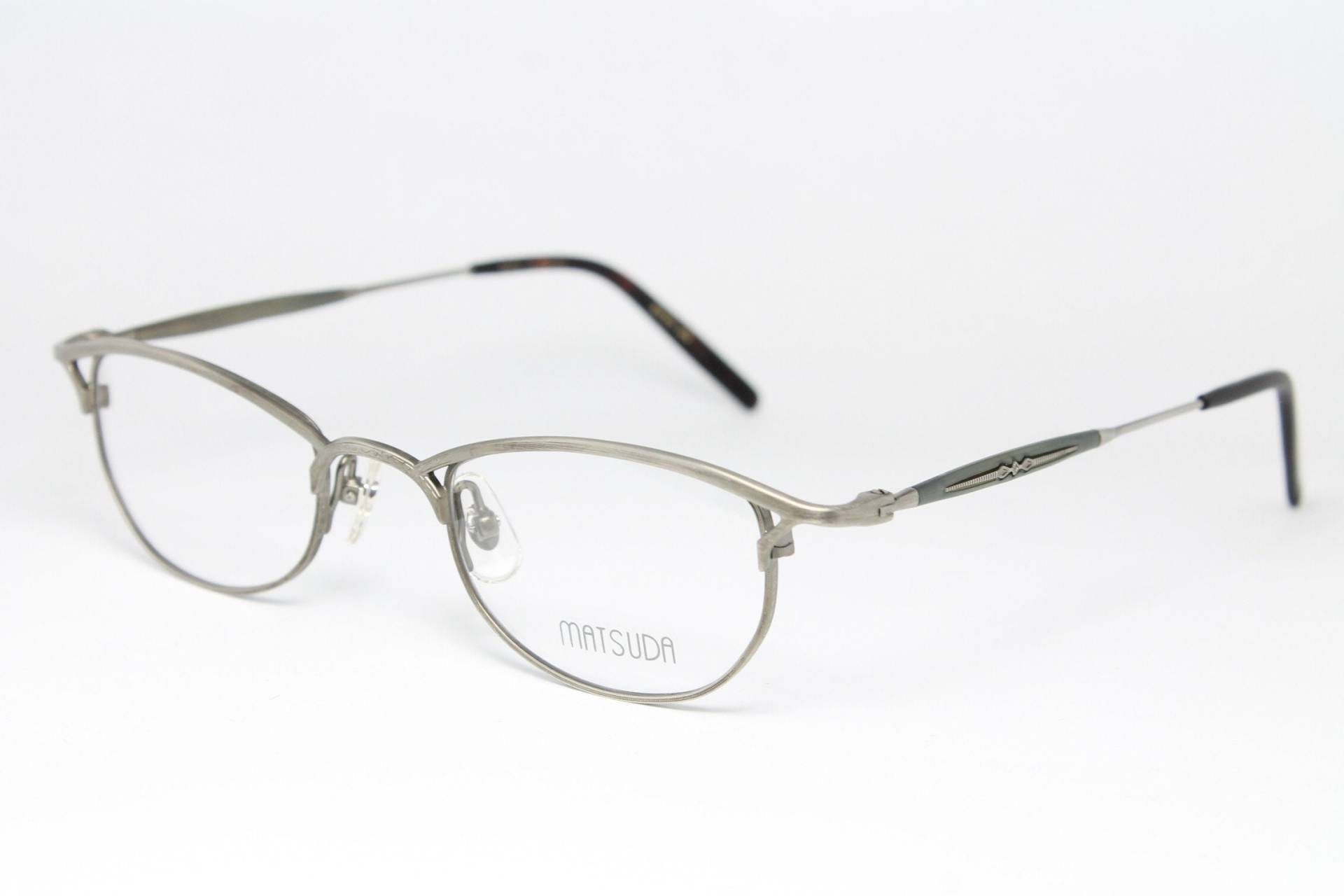 Antik Silber Matsuda 10119 As 46-21 Schmal Seltene True Vintage Steampunk Brillenbrille Lunettes Occhiali Bril Glasögon Gafas Lse10 von LuxurySunEyes