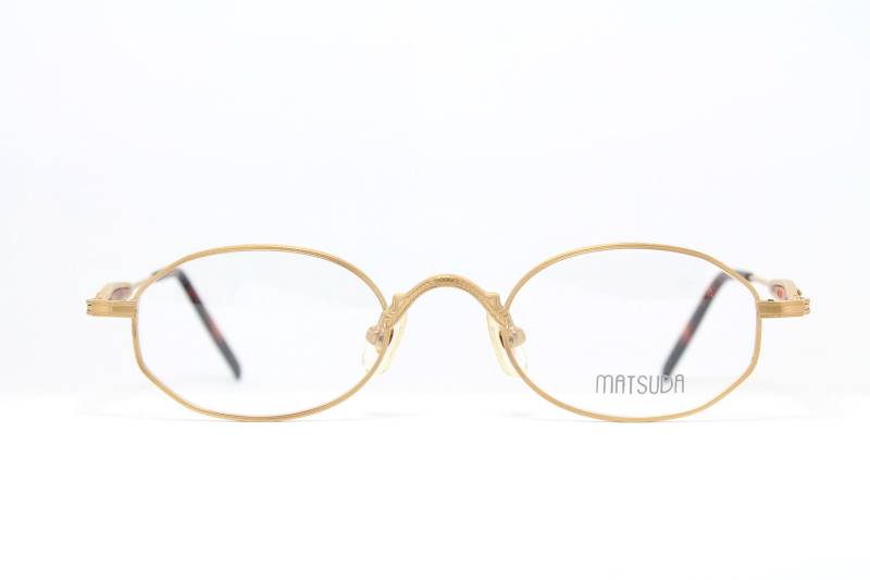 Original Matsuda 10112 Gp 46-21 Kleines Gold Hexagonal Seltenes Unikat Vintage Steampunk Brillengestell Brille Les04 von LuxurySunEyes